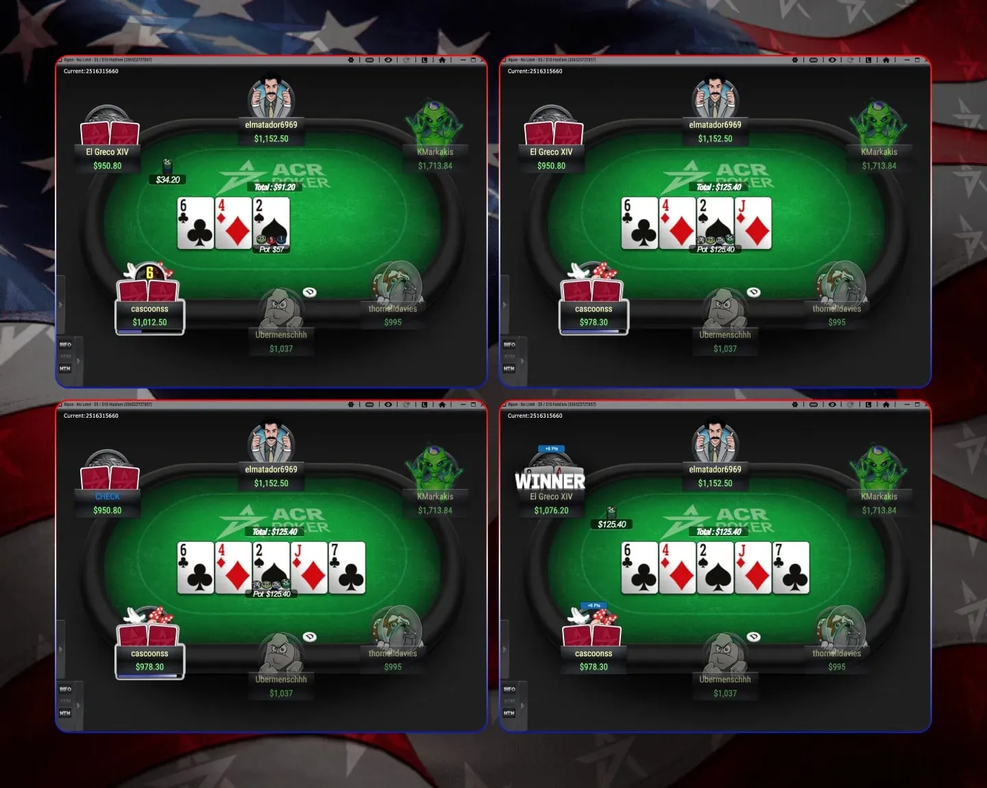 Client de poker Americas Card Room — capture d'écran réelle 1
