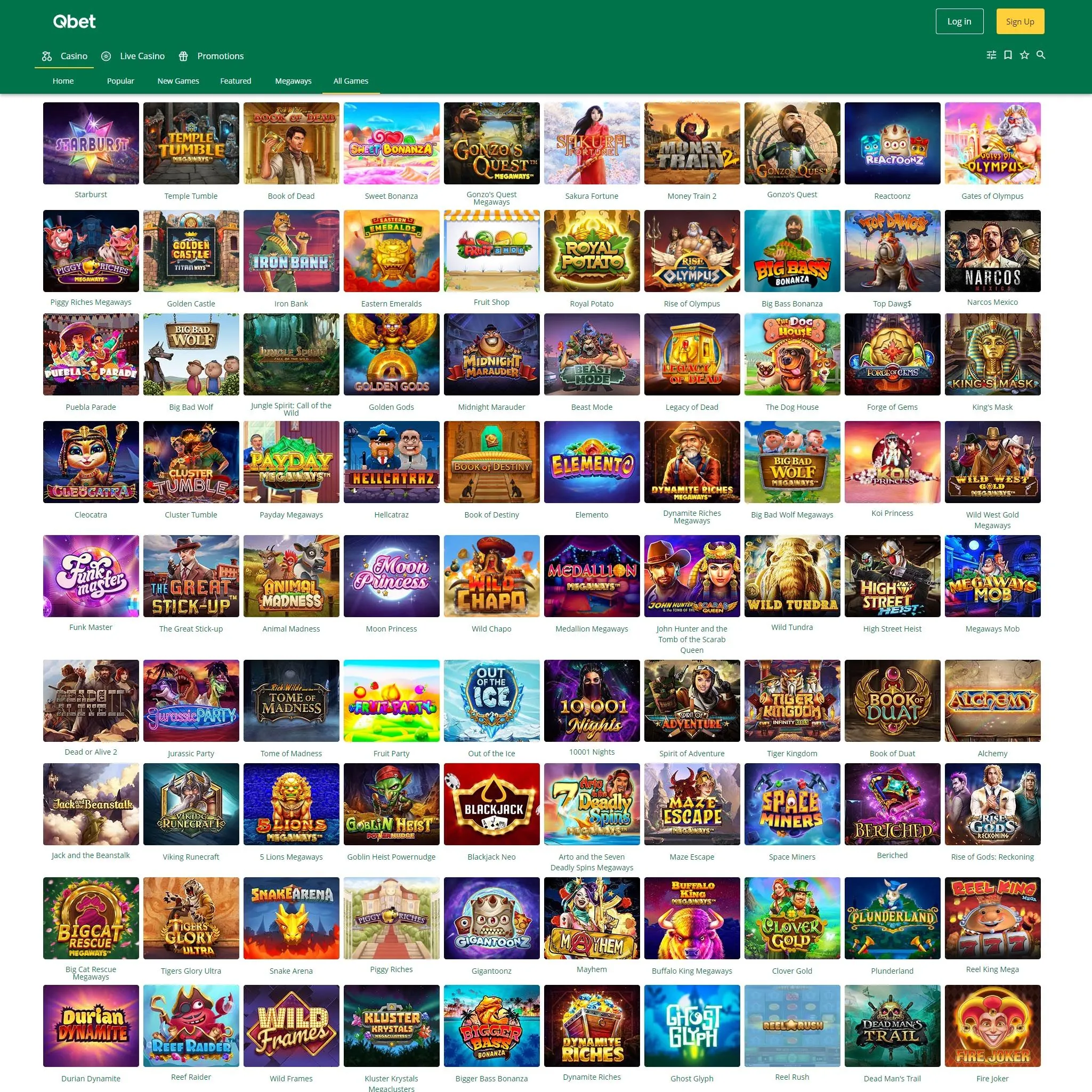 Qbet casino client — real screenshot 2